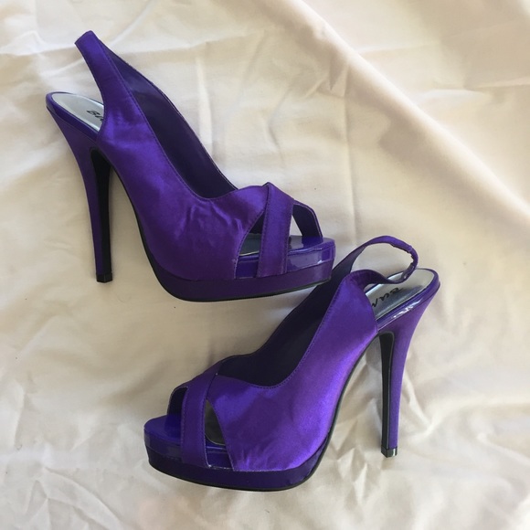 Shoes Bumper Royal Purple Cross Cross Sling Back Heels Poshmark